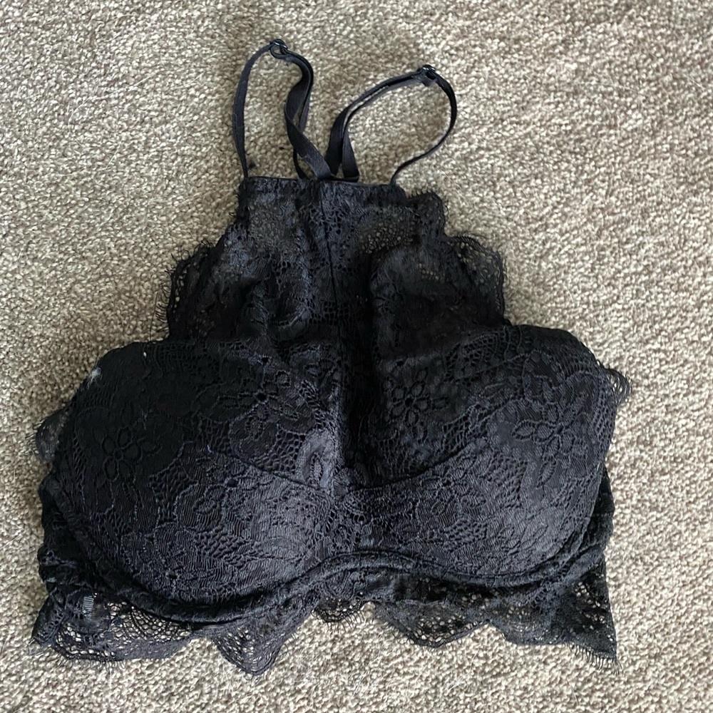 PINK high neck padded lace bralette